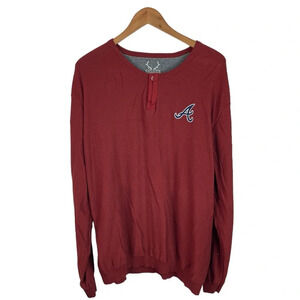 B18 Men’s Salute By Level Wear Atlanta Braves MLB Baseball Henley Sweater XXL